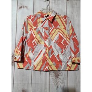 Company Collection Petite Geometric Abstract Print Button Front Jacket Orange LP